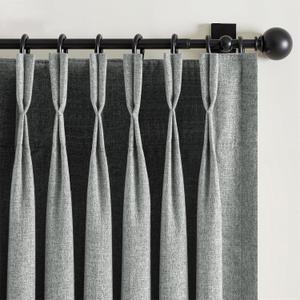 Pinch Pleated Full Blackout Curtains for Bedroom & Living Room, Linen Textured Thermal Insulated Blackout Window Curtains & Drapes 95 Inches Long, 2 Panels Set(40" W x 95" L, Sage Green)