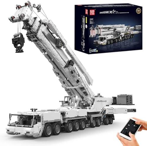 Mould King Heavy Crane Building Kit, 8506 Pieces Large Crane Truck Model Kit with 20 Motors, APP Control Advanced Engineering Vehicles for Adults, Youth