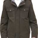 Levi's Men's Washed Cotton Hooded Military Jacket (XX-Large, Dark Brown/Sherpa Lined)
