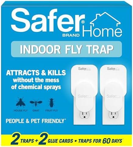 Safer Home Indoor Plug-in Fly Trap - SH502-2SR - Effective Fruit Fly Traps for Indoors, Gnat Traps for House Indoor, 800 Total Sq Ft Protection - 1 Devices + 1 Glue Cards, 1 Piece