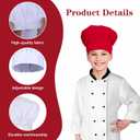 3 Pieces 3 Color Chef Hats, Adjustable Cooking Hat Elastic Kitchen Baker Caps for Adults, Kitchen Cooking Cap, Chef Costume for Father, Dad, Chefs Hat for Men (White, Black, Red)