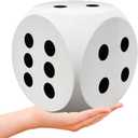 6 Inch White Large Foam Dice, Funny Giant Dice Cubes with Number Dots, Big Square Educational Toy for Game Nights Math Learning Classroom Party Favor Decorations