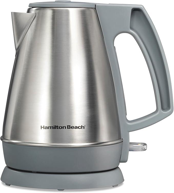 Hamilton Beach 1 Liter Electric Kettle, Water Boiler & Heater, Fast 1500 Watts, BPA Free Interior, Cordless Serving, AutoShutoff and BoilDry Protection, Cord Wrap, Stainless Steel (41065)