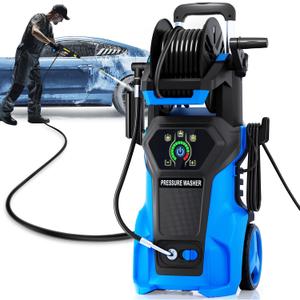 Electric Pressure Washer 5000PSI - 3.6 GPM Power Washer 2000W Portable Pressure Cleaner Machine with 4 Nozzles & Foam Cannon, 20FT Pressure Hose Washer Cleaning for Car, Patio, Fence, Window, Garden (Blue)