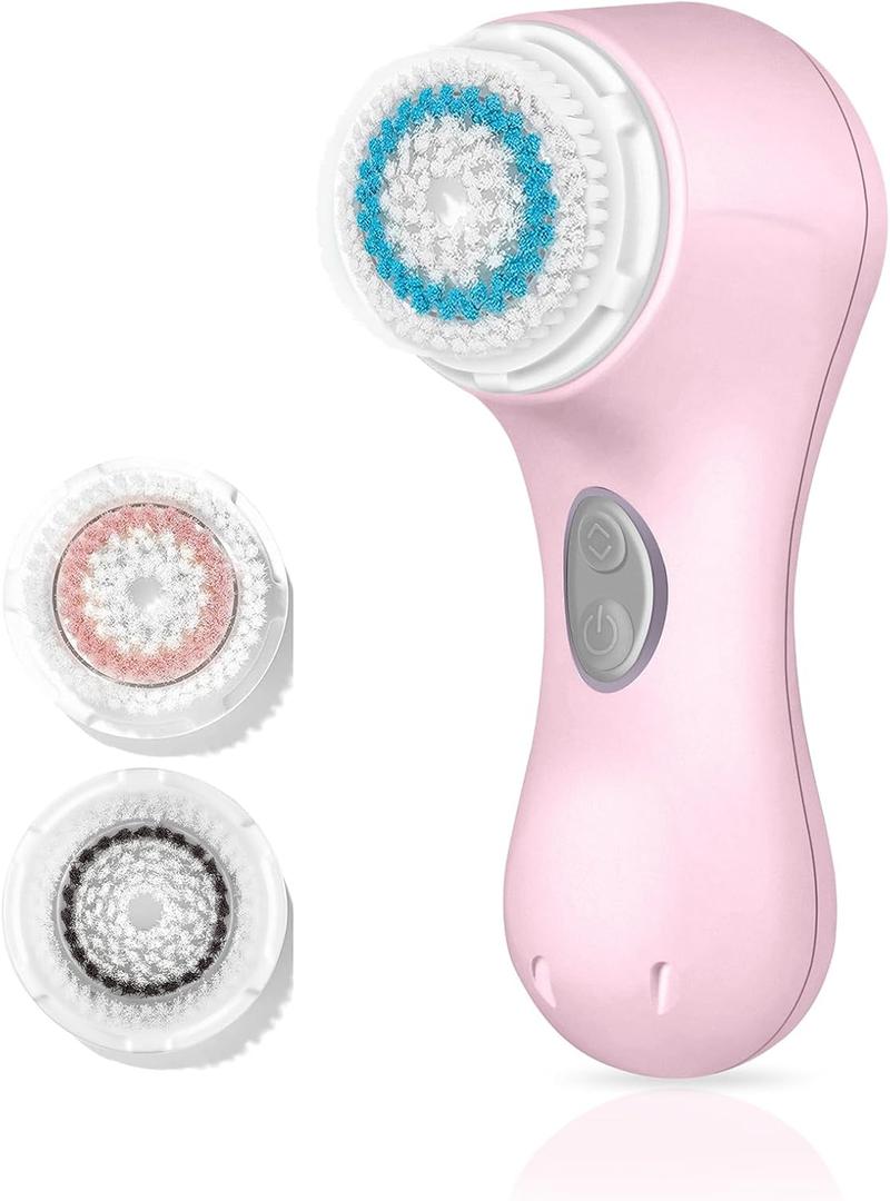 Microtree Electric Facial Cleansing Brush, No Rotation, Sonic Vibrating Deep Clean, Face Brushes for Cleansing, Rechargeable Face Scrubber Exfoliator for All Skin Types, Non Spin (Cool Pink)