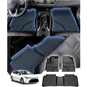 Sunsdrew Floor Mats for Toyota Corolla Sedan 2014-2019 (Not for Hatchback), All Weather Car Mats 2 Rows Floor Liners for Corolla Accessories, TPE Rubber Raised Edge