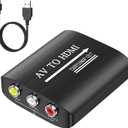 GINGIN AV to HDMI Converter, AV to HDMI Adapter Support 720p/1080p for PS1/PS2/PS3/Xbox 360/WII/N64/SNES/STB/VHS/VCR/Blue-Ray DVD Players