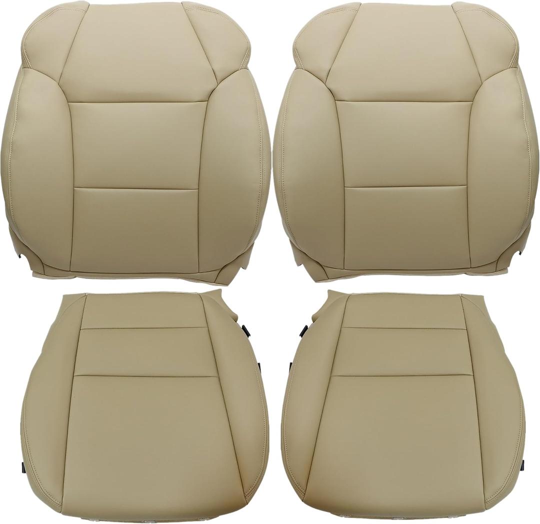 4PCS Driver & Passenger Side Top Lean Back & Bottom Replacement Leather Seat Cover Tan Compatible with Acura MDX 2007 2008 2009 2010 2011 2012