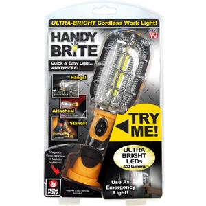 Ontel Handy Brite Ultra-Bright Cordless LED Work Light, 500 Lumens, Magnetic Base, Battery-Powered LED Light, (3) AA Batteries Included, Compact & Lightweight Portable LED Flashlight (No Size)
