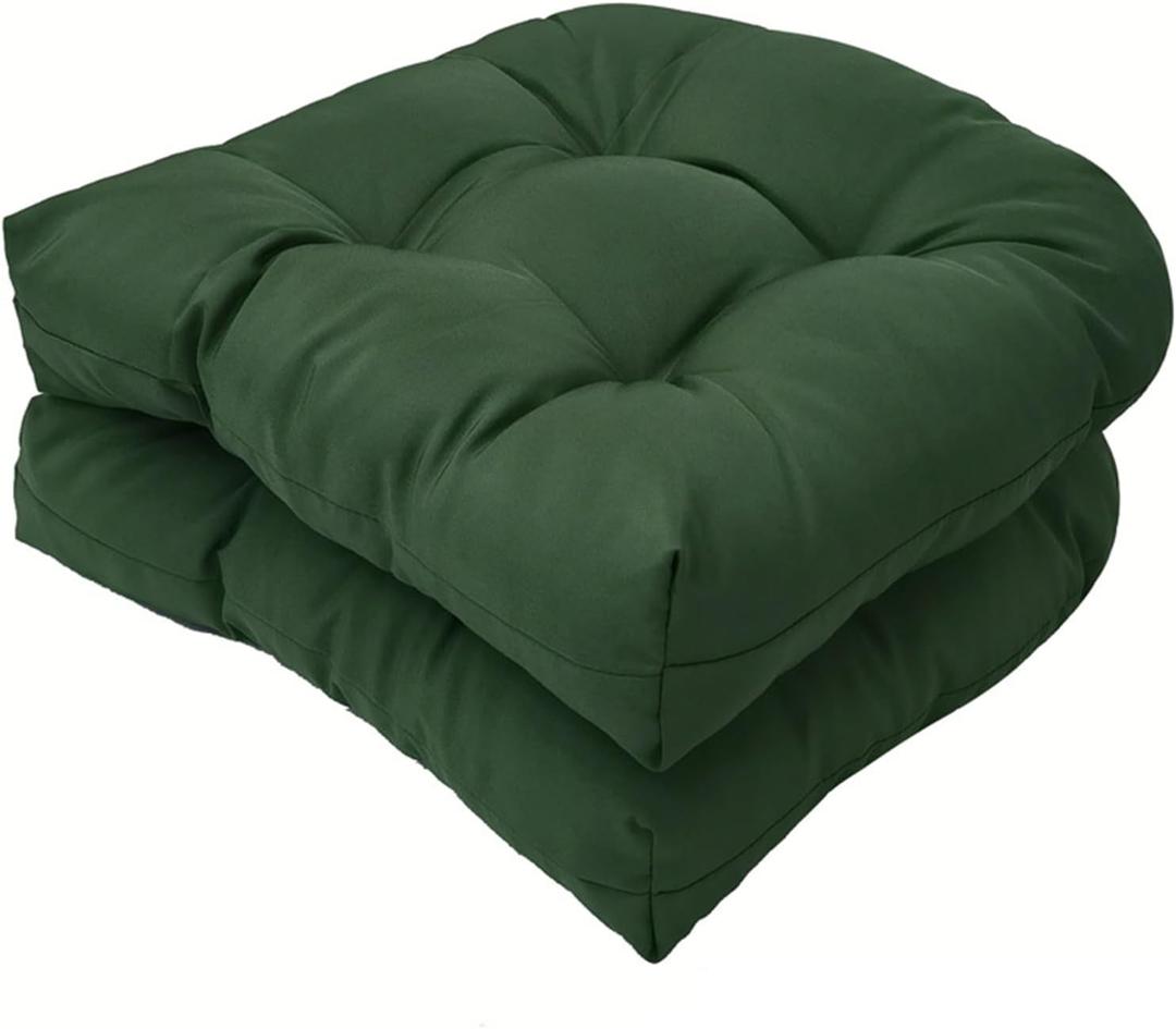 Outoor Patio Seat Cushions Dark Green,2 Count Indoor/Outdoor Rocking Chair Cushion Set Thickened Waterproof Patio Chair Pad,19" x 19"