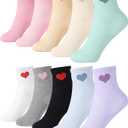 Shihanee 10 Pairs Heart Socks for Women Mini Crew Above Ankle Cotton Casual Socks for Mothers' Day Gift