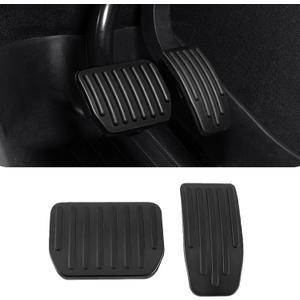 Alieemo 2PCS Aluminum Car Accelerator Pedal Covers, Vehicle Foot Pedal Pads Set, Non Slip Performance Automotive Brake Foot Rest Pedal Extenders Replacement Compatible with Model 3 Model Y (Black)