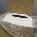 GREENSTELL Small Vanity Stool Chair with Storage and Folding Back, 13.4" x 15" x 30" Square Faux Fur Soft Ottoman, 4 Metal Legs with Anti-Slip Feet, Furry Padded Seat for Makeup, Bedroom, White