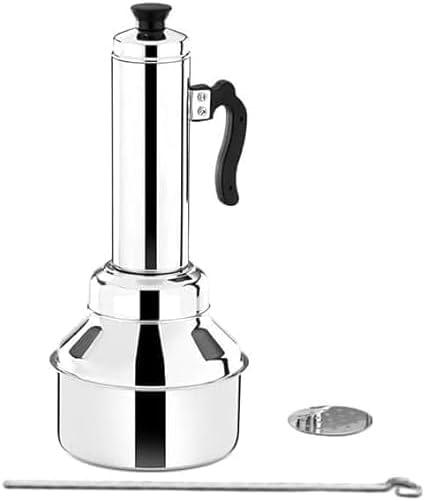 Stainless Steel Puttu Maker with Steamer Plate, Steel Stick & Lid, Traditional Puttu Kudam for South Indian Cooking, Long Size 7 Inch (1 Unit)