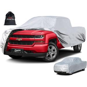 Kayme 6 Layers Truck Cover Waterproof All Weather, Heavy Duty Outdoor Pickup Cover Sun Uv Rain Protection, Universal Fit (Length Up to 250 inch) XXL (Aluminum-Silver)