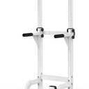 Power Tower Pull Up Bar and Dip Station, Multi-Function Home Gym, Strength Training Fitness Equipment, Height Adjustable (White)