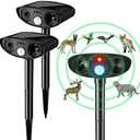 Kittmip Ultrasonic Animal Repellent Outdoor Solar Powered Repeller Cat Dog Deer Deterrent Waterproof Motion Sensor Deterrent for Yard Garden Rabbit Squirrels Fox Pest(Black, 2 Pieces)