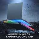 KYOLLY Aluminum Alloy RGB Gaming Laptop Cooler with 6 Fans and LCD Screen - 10 RGB Modes Memory Function, 4 USB Ports 3.0 and 2.0 Hub, 9 Height Adjustable for 10 to 21 Inch Laptops on Desk or Lap