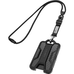 LIUGX Badge Holder with Heavy Duty Breakaway Lanyard, Carbon Fiber-Texture, Durable ID Card Holder (Holds 6 Cards) with Quick Release Detachable Buckle, Metal Clip, American Flag (Black)