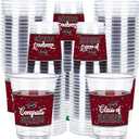100 Pcs 12oz Graduation Cups Class of 2026 Disposable Graduation Plastic Cups, 2026 Grad Party Cups for Congrats Grad, Class of 2026 Celebration Party Supplies Tableware