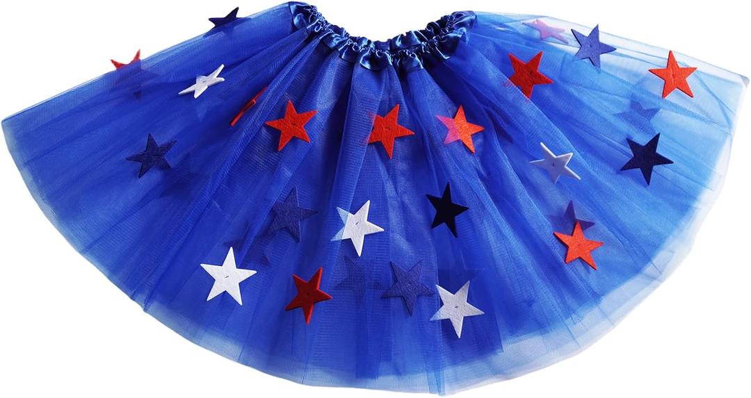 Women USA Red White and Blue Star Tutu 4th of July Tutu for Adult Independence Day Costume (L)