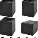 Bed Risers Heavy Duty, 5" H(Inner 4" H), 1" Raised Edge, Loading 2500 lbs, for King Queen Twin Full Bed Frame, 4 Pack Wooden Furniture Legs Risers for Couch Desk Table TV Cabinet, Black