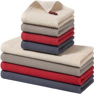 Homaxy 100% Cotton Kitchen Towels and Dishcloths Set, 12 x 12 Inches and 13 x 28 Inches, Set of 8 Bulk Kitchen Towels Set, Ultra Soft Absorbent Dish Cloths for Washing Dishes, Mixed Color