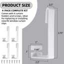 TonGass 4-Pack RV Curtain Holders with Screws (White)  Camper & Motorhome Curtain Clips for Window Drapes, Heavy-Duty Plastic Retainers for RV, Boat, and Trailer Curtains