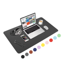 2 WisFox Mouse Pad, Leather Desk Pad Protector, Office Desk Mat, Non-Slip PU Leather Desk Blotter, Laptop Desk Pad, Waterproof Desk Writing Pad for Home Office Decor(Gray, 31.5" x 15.7")