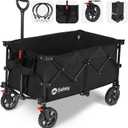 Sekey 220L Collapsible Foldable Wagon with 330lbs Weight Capacity, Heavy Duty Folding Wagon Cart with Big All-Terrain Wheels & Drink Holders (Black)