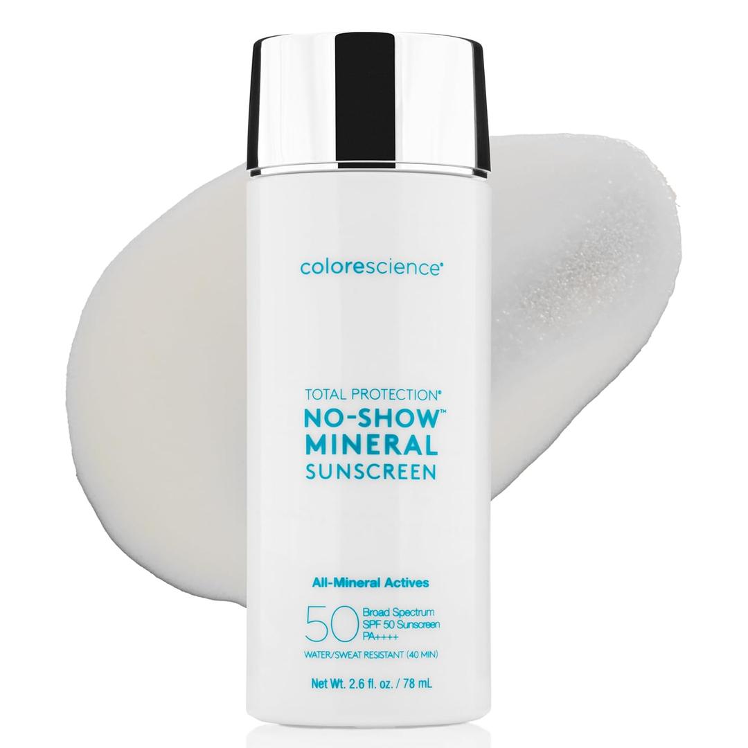 Colorescience Total Protection No-Show Mineral Sunscreen SPF 50, 100% Invisible all-mineral sunscreen for all skin tones & types (2.6 Fl Oz (Pack of 1)