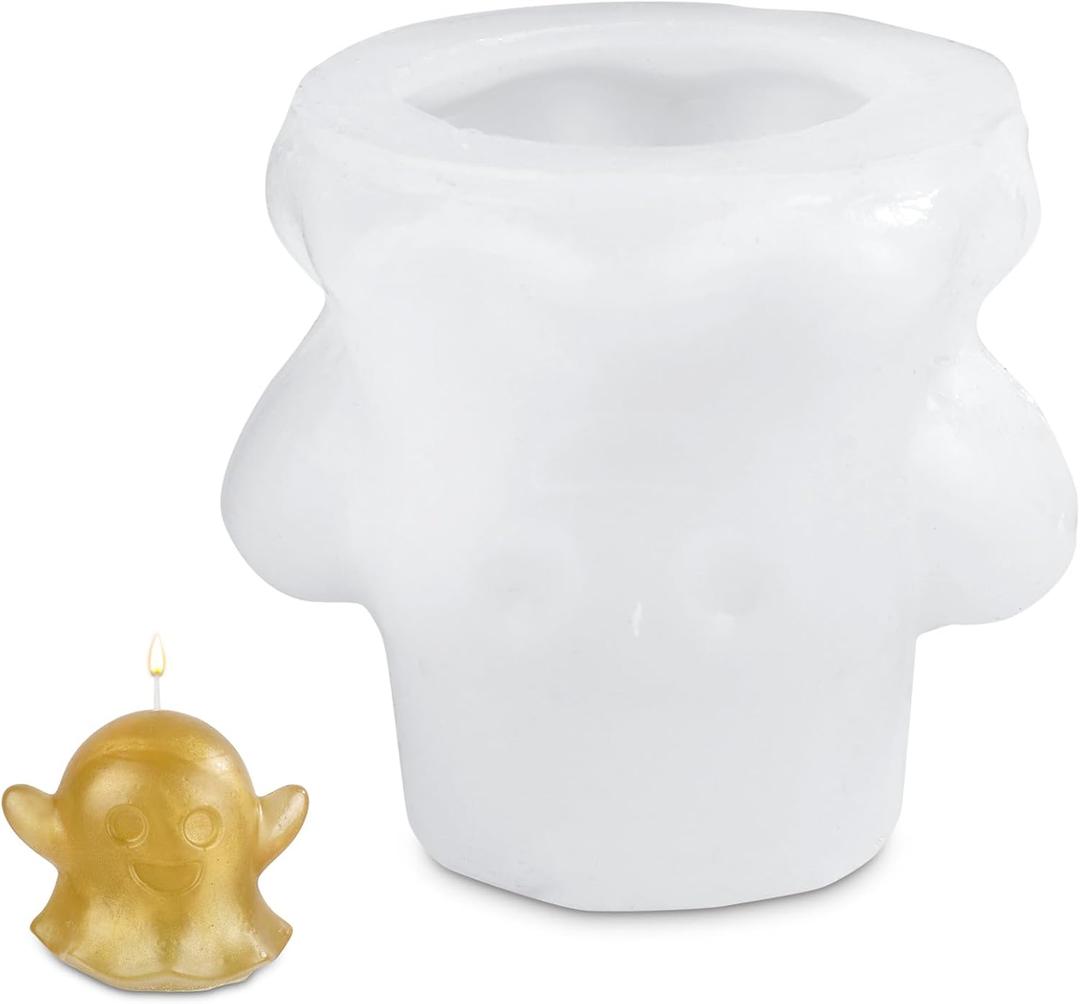 8 x Halloween Candle Stencil, 3D Ghost Shape Molds Silicone Ghost Candle Mould for Soap Candy Chocolate Halloween Resin Stencil for DIY Crafts Haunted House Wedding Party Decor