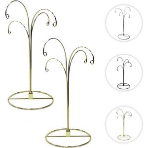 HOHIYA Ornament Display Stand Holder Christmas Hanger Hook Dog Cat Glass Ball Bauble 4 Arms 12inch Gold 2 Pcs