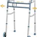 Medical king Walkers for Seniors Aluminum Lightweight Walker with Wheels, Adjustable Width and Height, Folding Walker for Elderly, Handicapped, Disabled 2 Wheels in Front