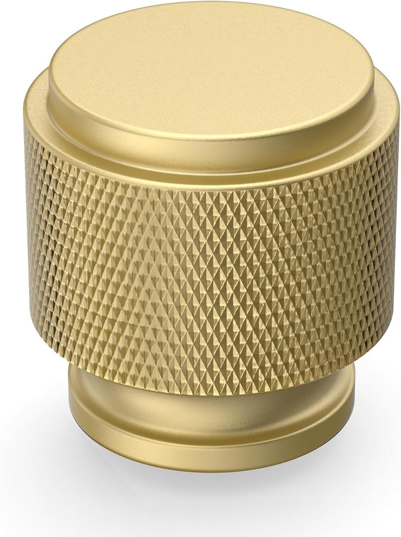 Asidrama 10 Pack Brushed Gold Zinc Cabinet Knobs for Dresser Drawers (Single Hole Knob, Brushed Gold)