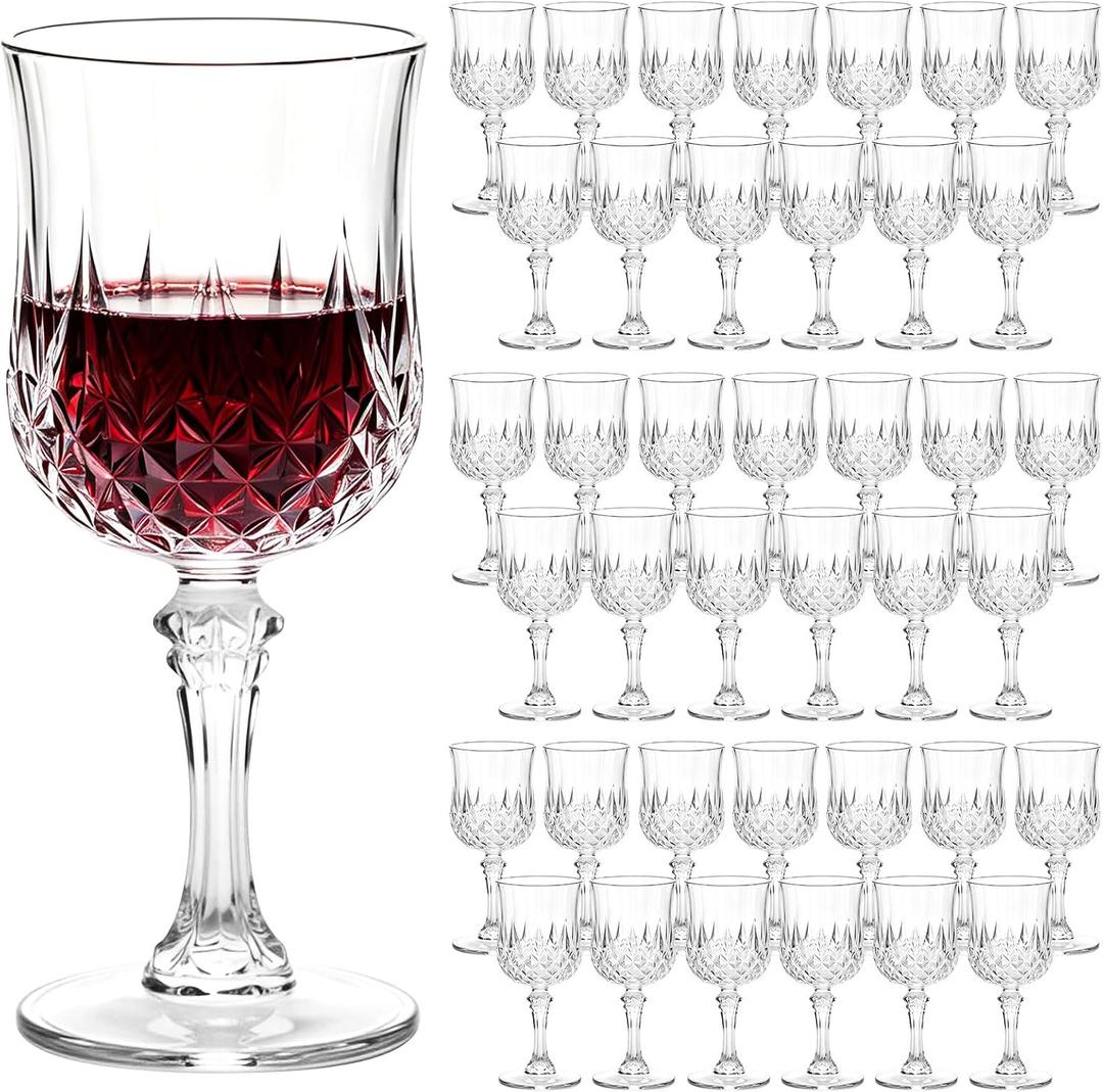 100PCS Plastic Wine Glasses, 7OZ Clear Reusable Plastic Goblets for Wedding