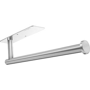 Paper Towel Holder Under Cabinet - Wall Mount & Self-Adhesive, Silver Stainless Steel, Hanging Paper Towels Holder for Kitchen & Bathroom, Strong Stick-On or Screw Mount Kitchen Paper Towel Rack