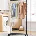 Sakugi Clothes Rack - Clothing Rack with Storage Mesh Shelf & Casters, Heavy-Duty Metal Clothing Rack for Hanging Clothes, Dresses, Coats, Large Load Capacity, Easy Assembly, Black, 28.0"x16.9"x59.0"