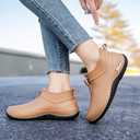 Women's Rubber Flat Low Top Rain Boot Fashion Round Wide Toe Waterproof Lug Sole Anti-Slip Slip on Deck Garden Shoes for Boating Camping Farming Outdoor Work, size 40