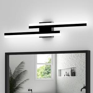 32inch Led Bathroom Vanity Light Bar, Matte Black 6000K Vanity Lights for Bathroom, Modern Bathroom Light Fixtures Over Mirror Black Led Bath Lighting Fixtures