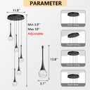 Cenzoz 5-Lights Modern Pendant Lights for Kitchen Island LED Dimmable Chandelier Crystal Glam Ceiling Pendant Lighting for Dining Room Hallway Bedroom Lamp Black