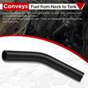 2pack 15 7/8" Length Gas Tank Fuel Filler Hose Replacement with 8 Clamps,1 1/2" ID 45 Degree Reinforced Gasoline Fuel Filler Neck Hose