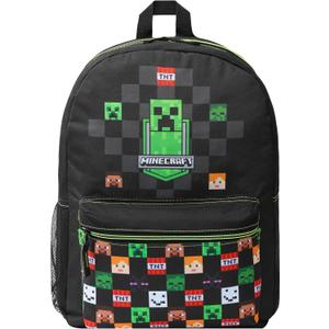 Minecraft Backpack for Boys Kids Teens Adjustable Straps Front Pocket Daypack Backpacks for Sports Gym School Gamer Gifts (Black)