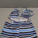 SweatyRocks Women's 3 Piece Striped Swimsuit Halter Triangle High Cut Bikini Sets with Swim Shorts, L