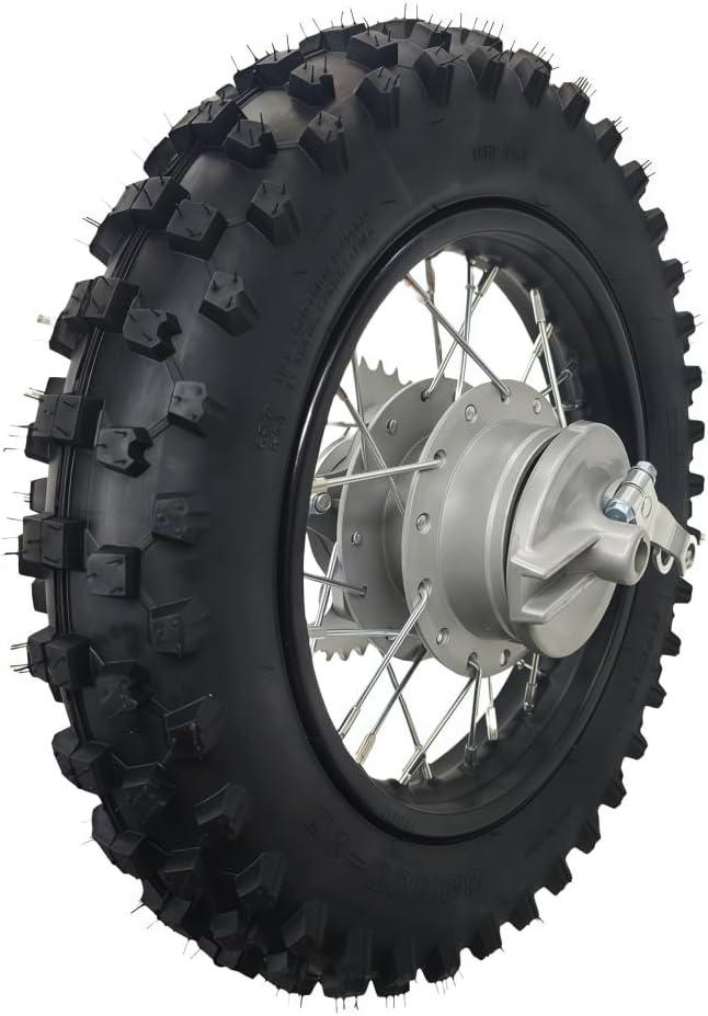 CLEO 80/100-10 Rear Wheel Rim Tire Assembly for 50cc-125cc Dirt Bike taotao TTR SSR CRF Apollo 12mm axle includes Drum Brake and 420-37T sprocket