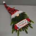 Christmas Wreath for Front Door, Lighted Gnome Christmas Door Wreath, Artificial Santa Xmas Hanging Sign for Door Window Wall Decorations Farmhouse Christmas Home Decor (Red)