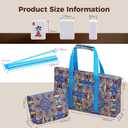 American Mahjong Tile Set with Blue Printed Carrying Bag, 166 Premium White Tiles, 4 All-in-One Color Racks/Pushers, Mah Jongg Sets, Complete Mahjong Game Set for Travel, 4 inches x 9 inches x 21 inches