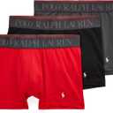 POLO RALPH LAUREN Men's 4D Flex Performance Air Boxer Briefs Regular and Long Leg 3-Pack (Medium, Red/Black/Charcoal - 3 Pack)