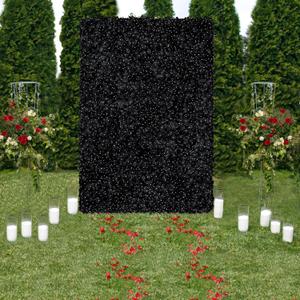 Black Flower Backdrop Artificial Flower Wall Mat 7x4.6ft 3D Silk Hydrangea Floral Wall Panels Decor for Halloween Birthday Wedding Party Event Celebrations Background