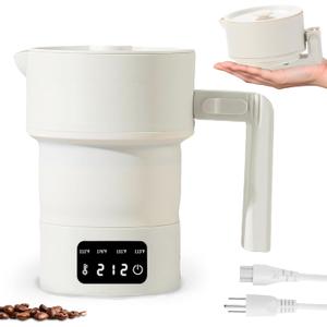 Portable Electric Kettle-Foldable Travel Water Boiler, 20oz Collapsible Small Electric Kettle with 4-Temp Presets for Hotel, Office, Camping